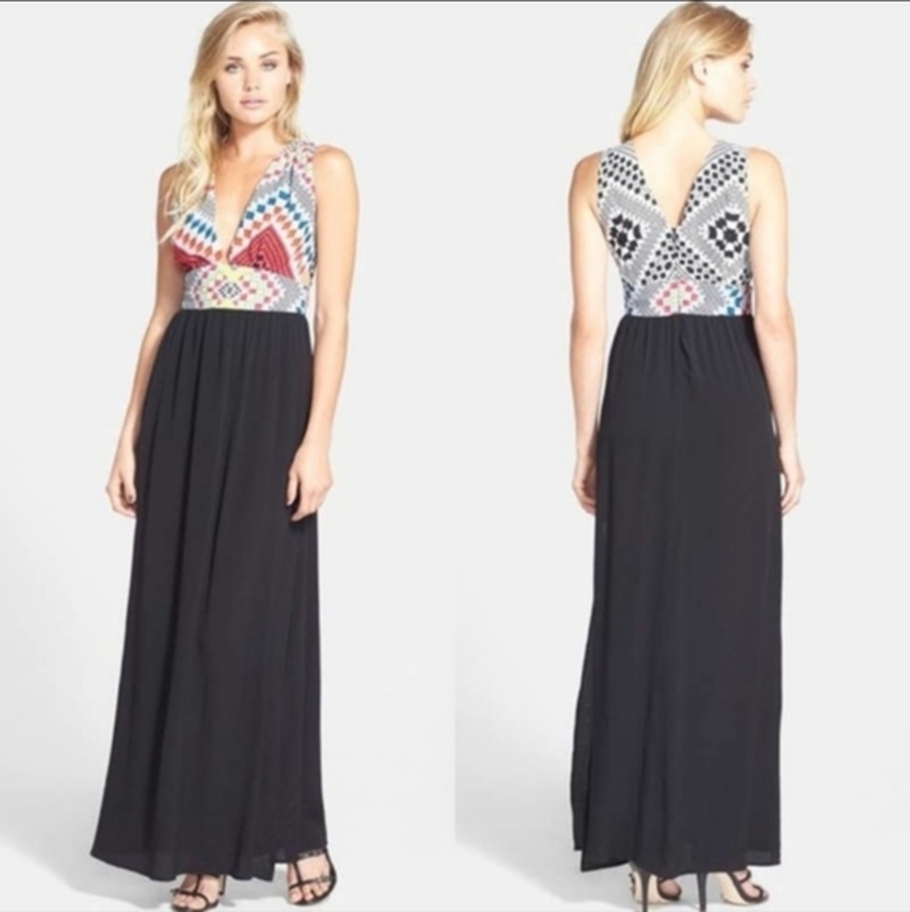 Like Mynded 122840 Emmett Womens Black Sleeveless Cocktail Maxi Dress Size Small